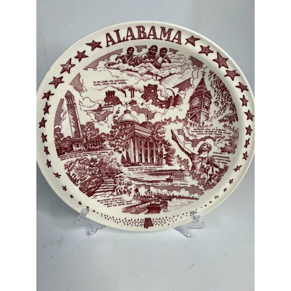 Vintage Vernon Kilns Alabama Souvenir Plate - Picture 1 of 16